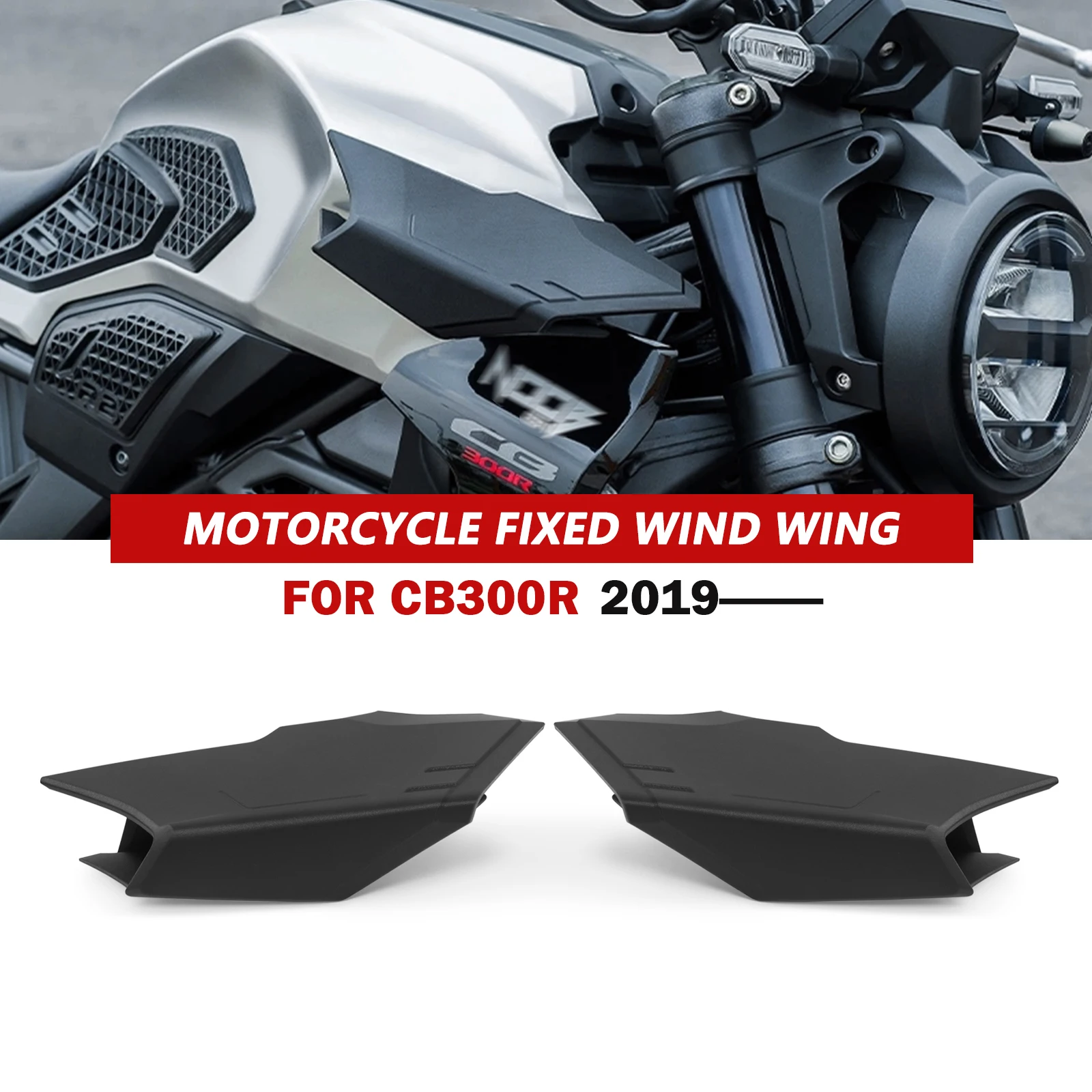 

For Honda CB300R 2019-2025 2024 Motorcycle Side Winglet Wind Fin Spoiler Trim Cover Front Spoiler Frontal Aerodynamic Wing Kit