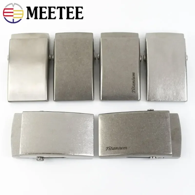 Meetee 1pc 35/38mm Pure Titanium Belt Buckles Anti-allergy Toothless Roller Automatic Buckle Belts Head Clasp DIY Leather Craft