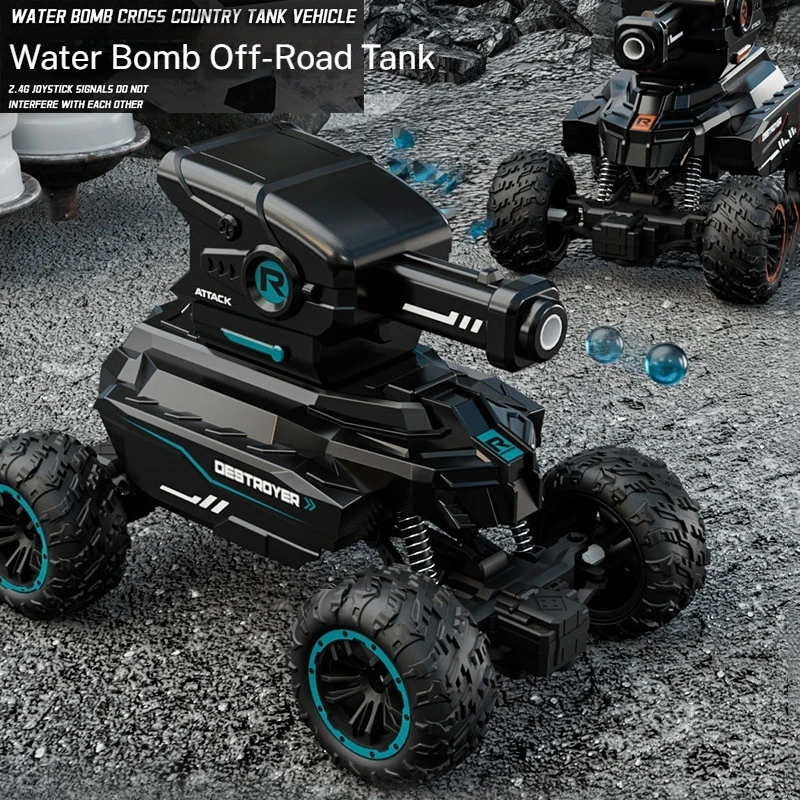 Children'S Remote Control Water Bomb Vehicle Two-Wheel Drive Off-Road Climbing Vehicle Can Fire Cannon Tank Children'S Gifts