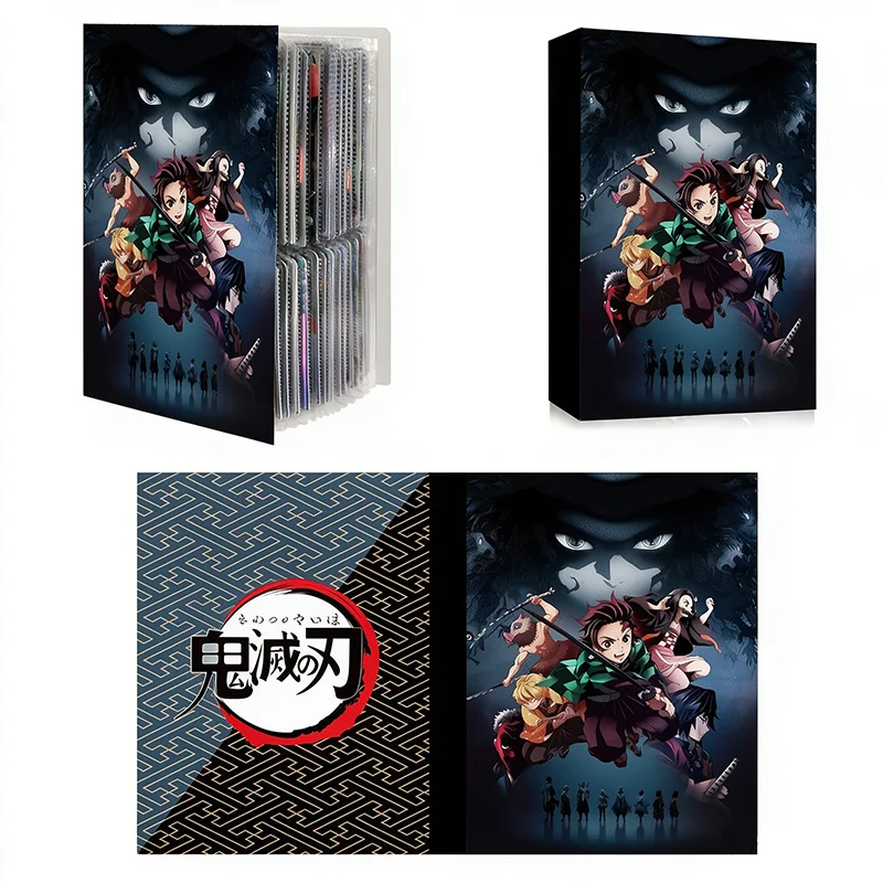 Альбом для карточек Demon Slayer на 240 штук: книга-органайзер для карт, букв и изображений, с Танджиро Камадо и Незуко, аниме-протекторы для карт, подарок