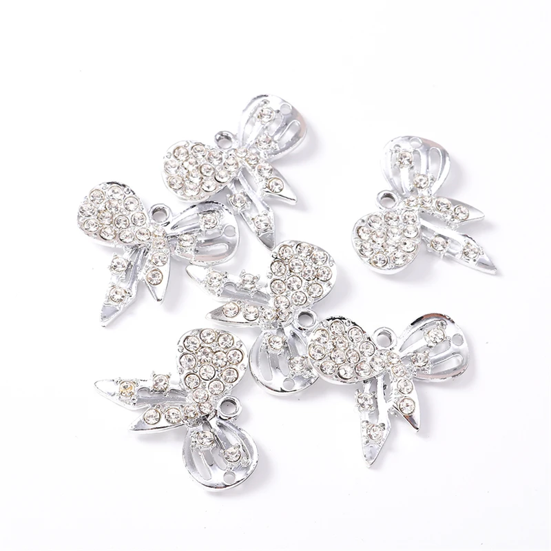 

Duarte 20Pcs/Lot Cute Crystal Alloy Bowknot Charms Pendants for Making Drop Earrings Necklaces Bracelets DIY Crafts Accessories