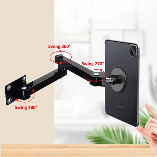 Imagen 1 del producto Soporte magnético para tableta de montaje en pared, soporte de pared extensible para teléfonos de brazo largo, soporte de pared de Metal ajustable para iPad de 4 a 13 pulgadas