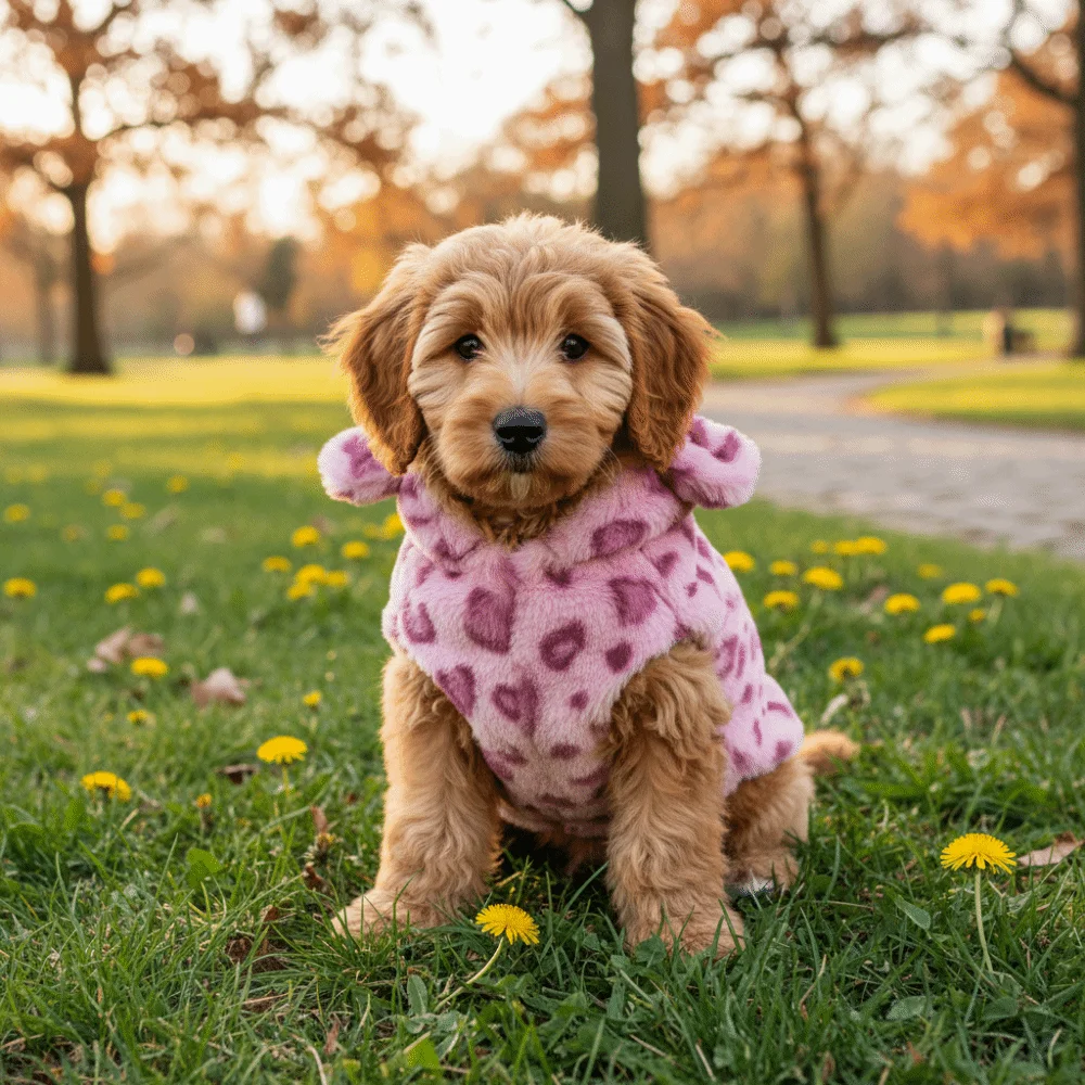 Modische Hundekleidung mit Leopardenmuster, warme, verdickte Fleece-Haustierjacke mit Kapuze, Teddy-Hundemantel, Hundemantel – Detail 9