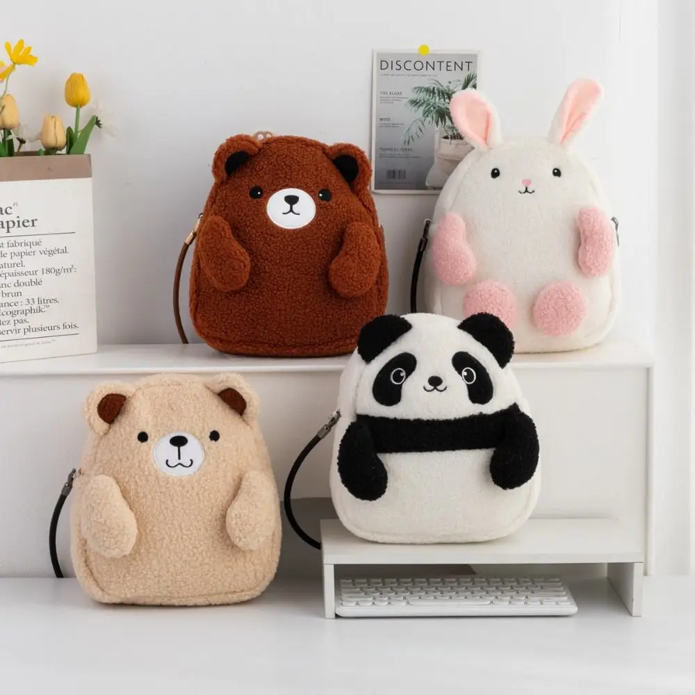 

Storage Pouch Panda Panda Shoulder Bag Sweet Trendy Plush Rabbit Handbag Large Capacity INS Student Schoolbag Girls