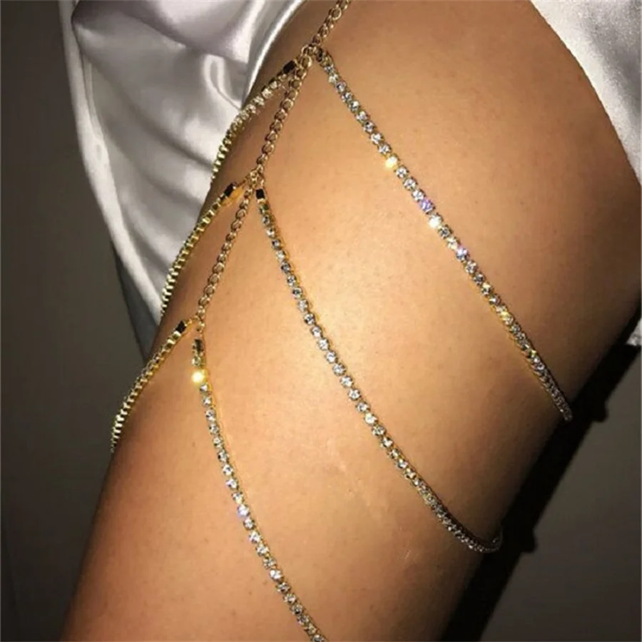 

Sexy Imitation Pearl Thigh Chain Leg Chain for Women Multi-layer Metal Chain Fashion Personality Leg Chain Party Jewelry