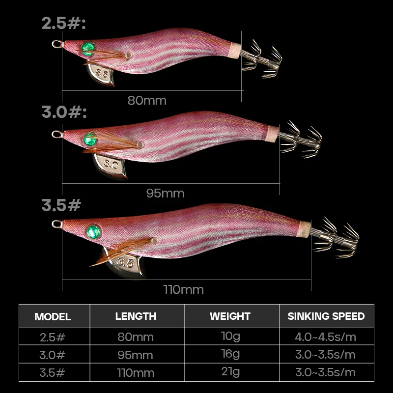 LETOYO 2.5-3.5# squid bait Luminous squid Jig Fishing Lure Artificial bait For Webfoot Octopus Cuttlefish sea fishing lure