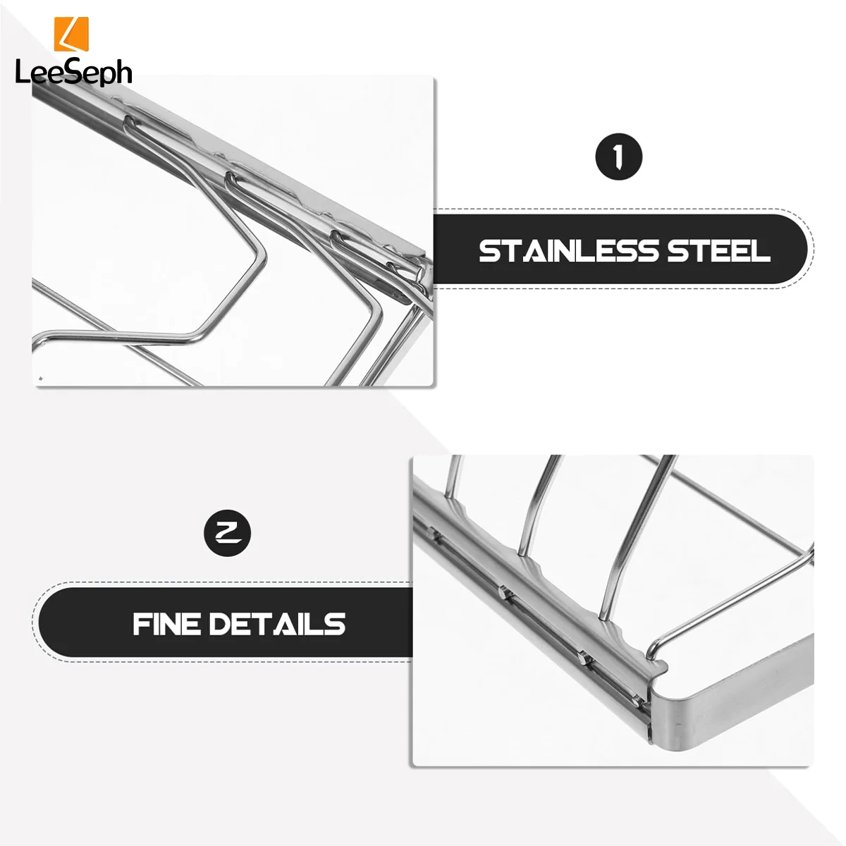 رف ضلع من الفولاذ المقاوم للصدأ من Leeseph لشواء الشواء، رف تحميص ضلع لحم البقر متين غير لاصق، مثالي للشواء في الهواء الطلق والفرن #3