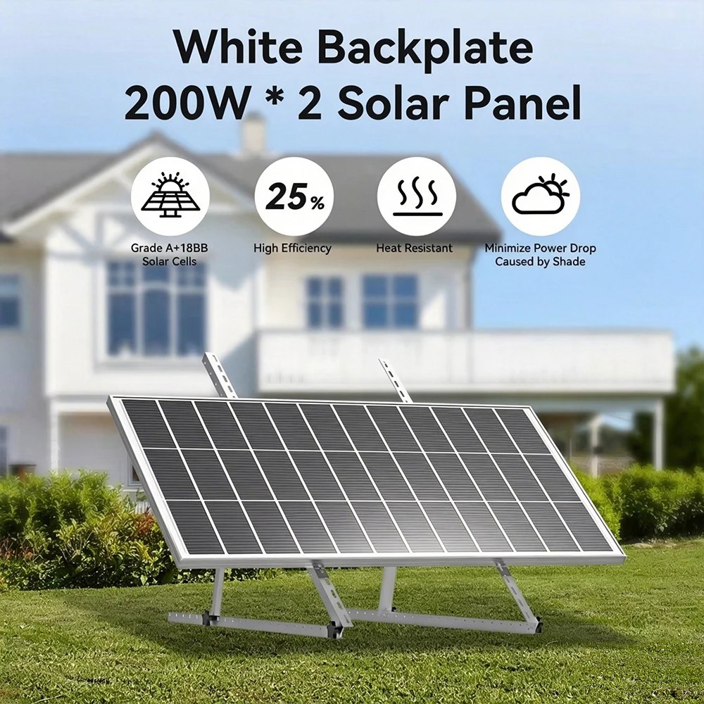 RVPOZWER 400W Solarpanel 12 Volt Monokristallines Solarpanel 18BB-Zellen Hocheffizienzmodul für Wohnmobile, Boote, Wohnwagen, netzunabhängig, 2 Stück 200W