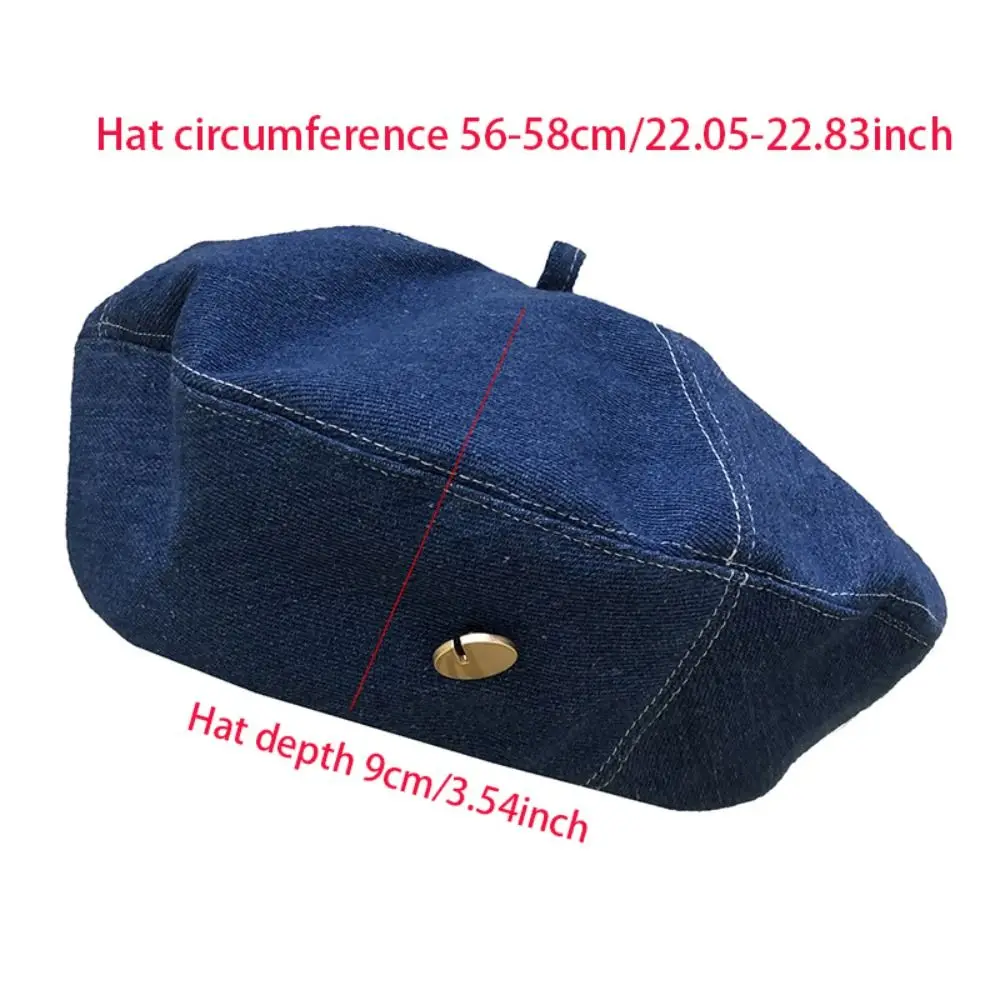 Retro Denim Baskenmütze Hut Französisch achteckige Outdoor Freizeit Visier Kappe atmungsaktive Maler Hut Frühling Herbst Winter