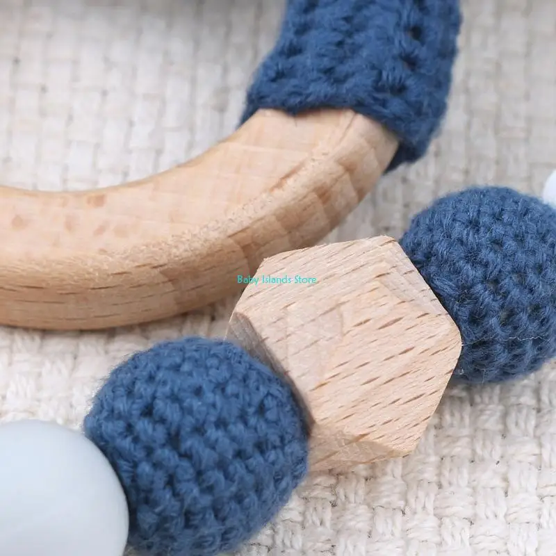 K92D 2 قطع الرضع الكروشيه الخرزة المهديء كليب حشرجة الموت لعبة عضاضة حديثي الولادة دش هدية #3