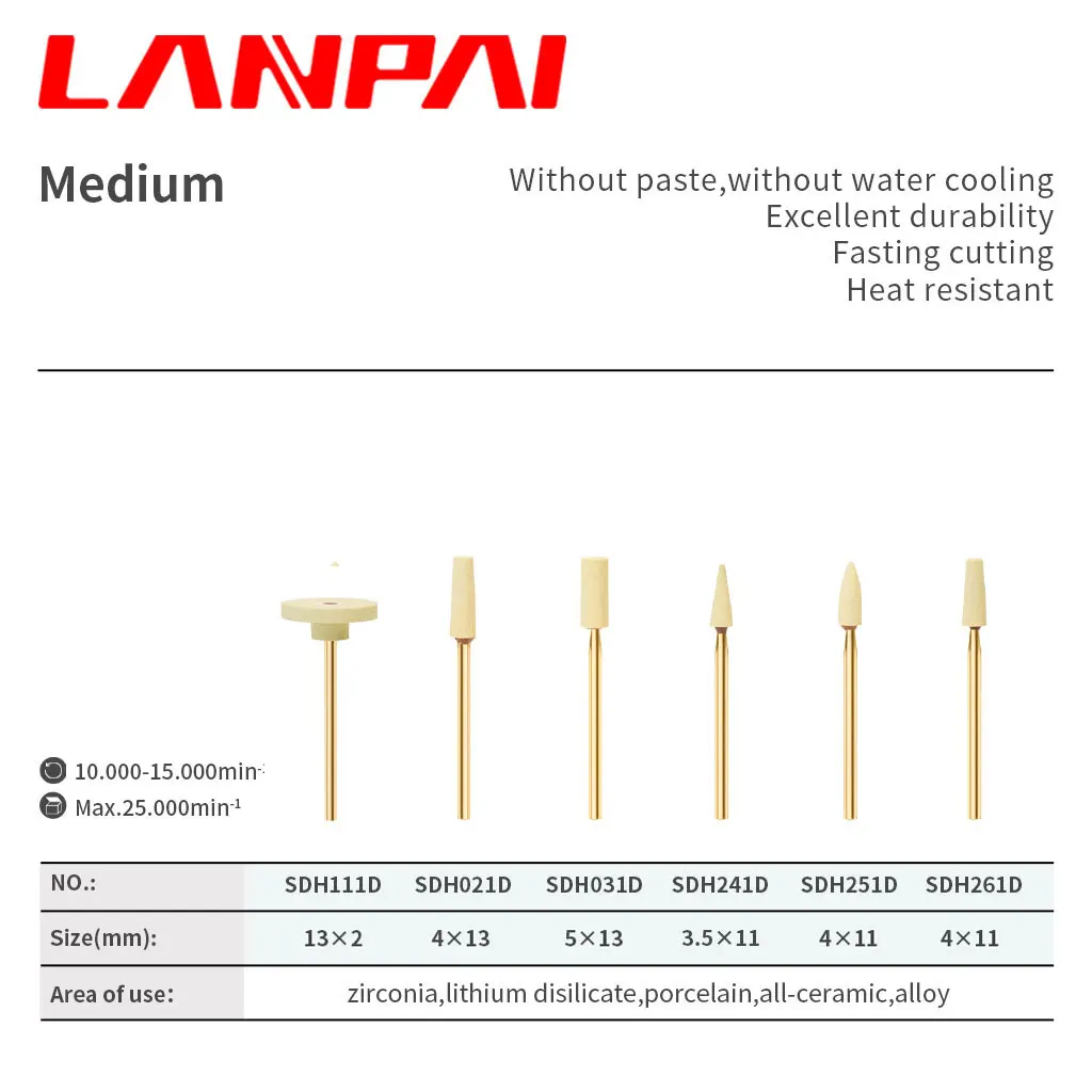 Lanpai-Polisseuse Dentaire en Céramique et Diamant, Tête de Polissage à la Zircone, Outils de Dentiste HP, Laboratoire Dentaire