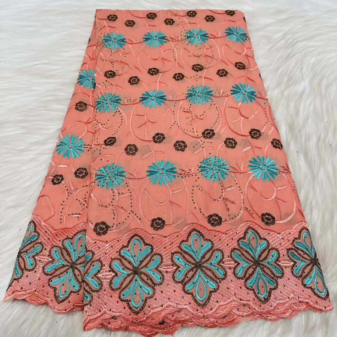 

Latest Stones Pink Swiss Voile Lace Fabric 2026 High Quality Cotton French African Lace Fabric For Nigerian Party Dress PYC2616