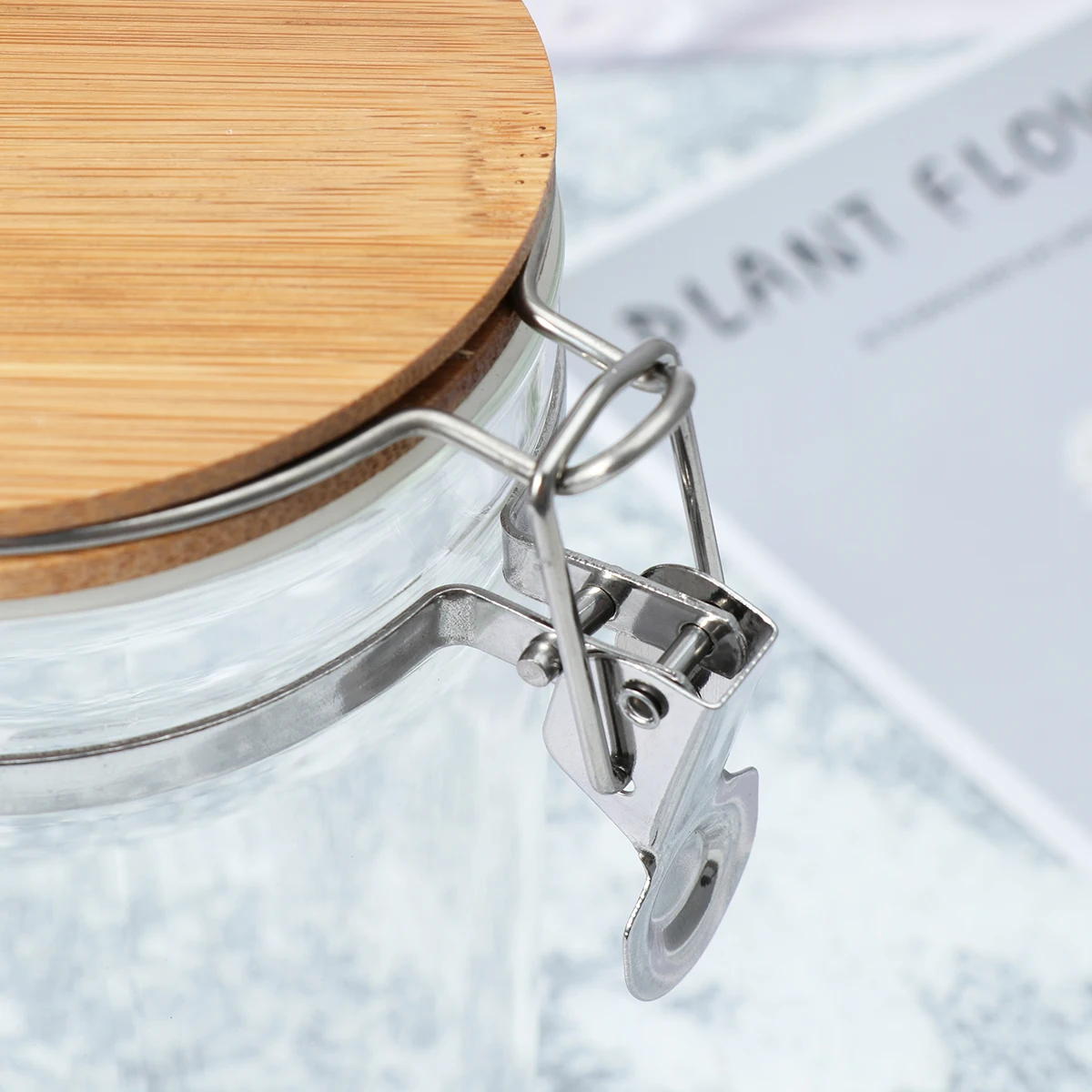 

Glass Storage Containers Bamboo Lid Food Canisters Tea Jar Glass Storage Jars Sealed Canisters Snack Wooden Dry Holder