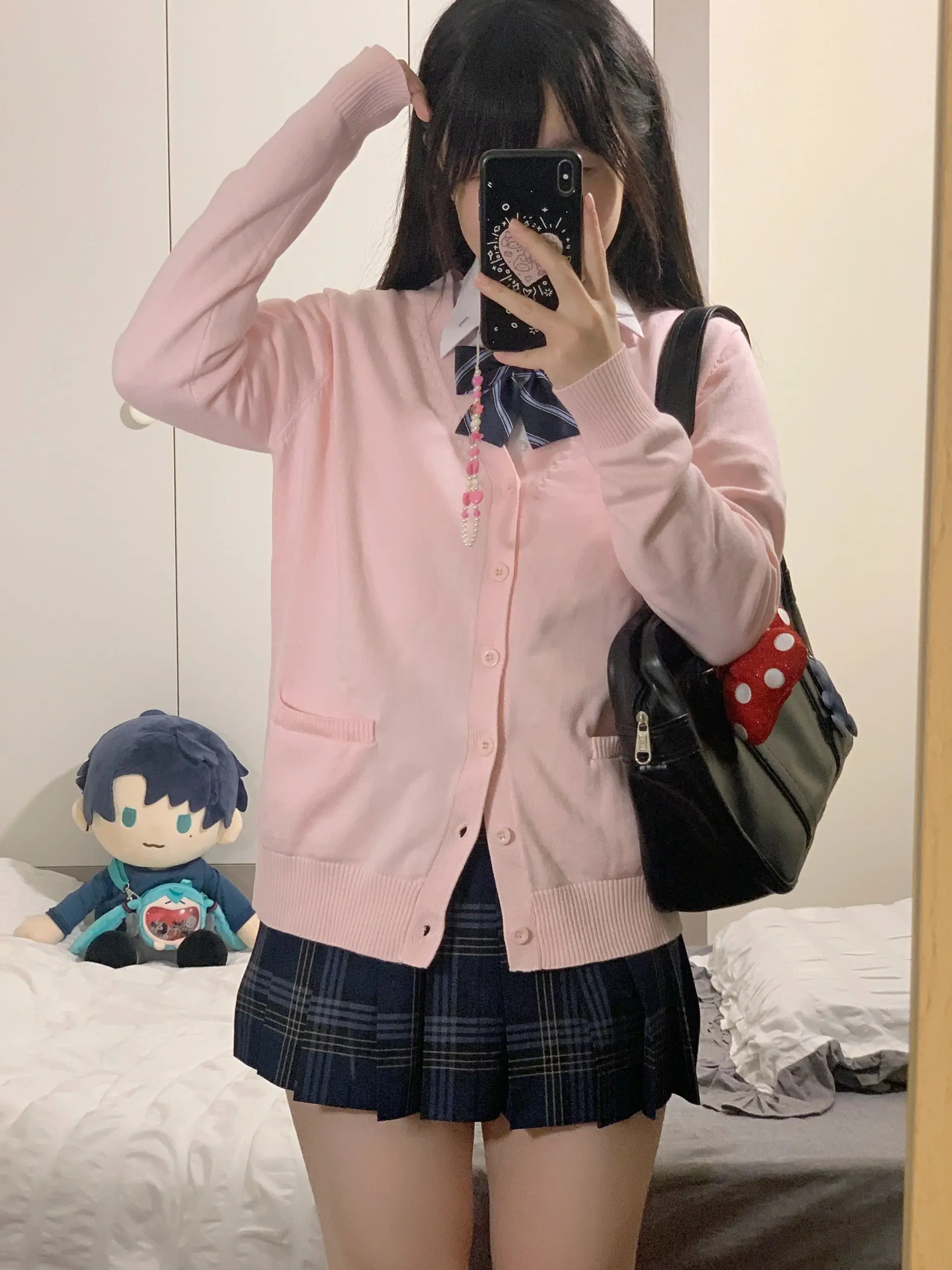 Pink Blue Black Cute Jk Sweater Knitted Cardigan Female Original Japanese Jacket Uniform School Supply Feeling Lazy Style