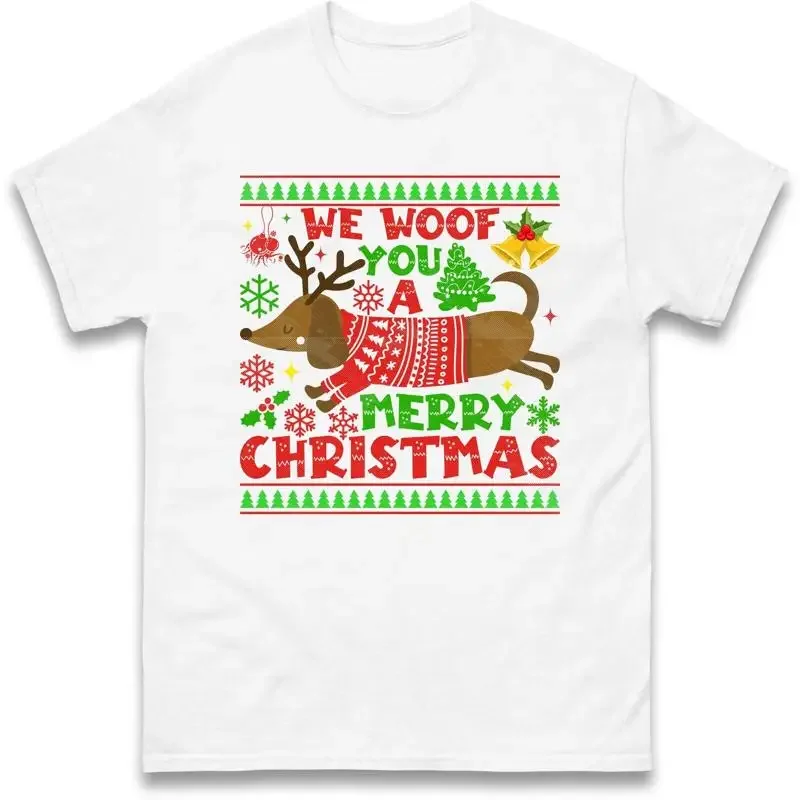 We Woof You A Merry Christmas T Shirt December Holiday Reindeer