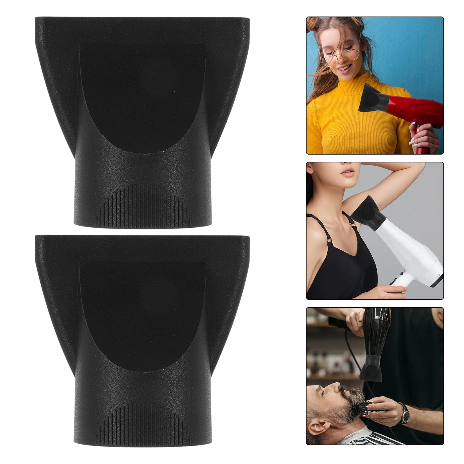 

2 Pcs Hair Dryer Nozzle Diffuser Cap Attachment for Blow Concentrator Black Attachments Travel