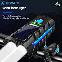Bicycle Headlight with Horn 130DB Horn Solar Charging Ultralight Bike Headlight MTB Road Bike Front Lamp Flashlight Bike Light