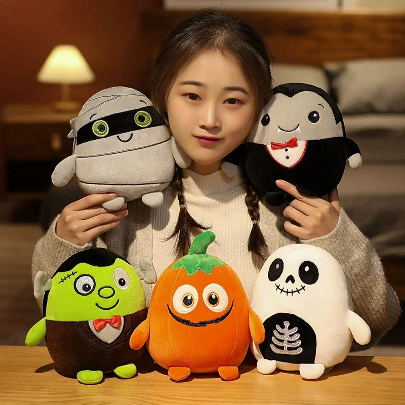 Plush Toy Halloween Decoration Cartoon Funny Pumpkin Mummy Vampire Skeleton Family Decoration Kids Gift