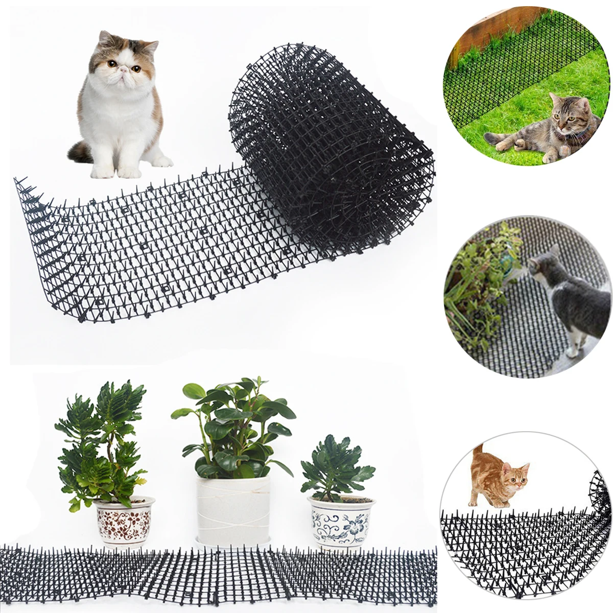 

200x30cm Garden Anti-cat Net PP Prevent Cat Thorn Mat Garden No Hurt to Protect Mesh Pet Multi-function Protective Net