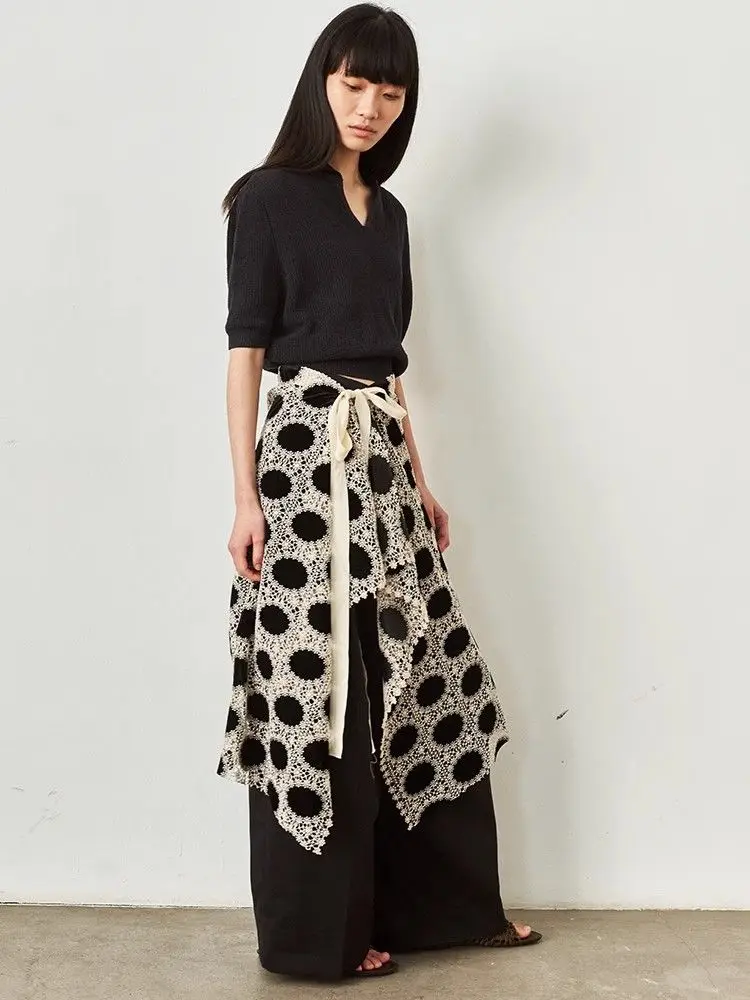 Lace polka dot apron blouse stacked fart curtain wear-resistant and comfortable skirt  korean style