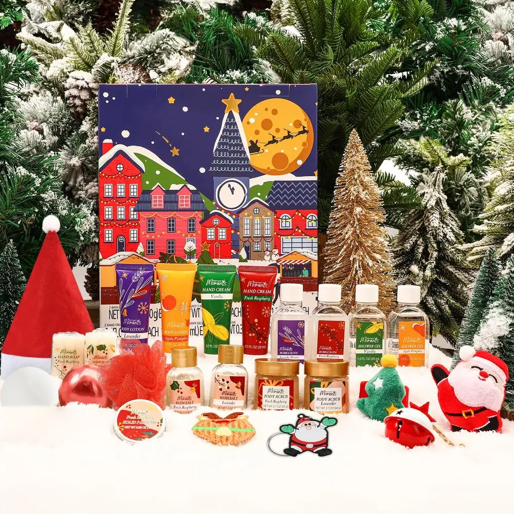 Set de regalo navideño para mujer de 24 piezas: loción corporal, crema de manos, gel de ducha, bombas de baño, regalos de spa para Año Nuevo