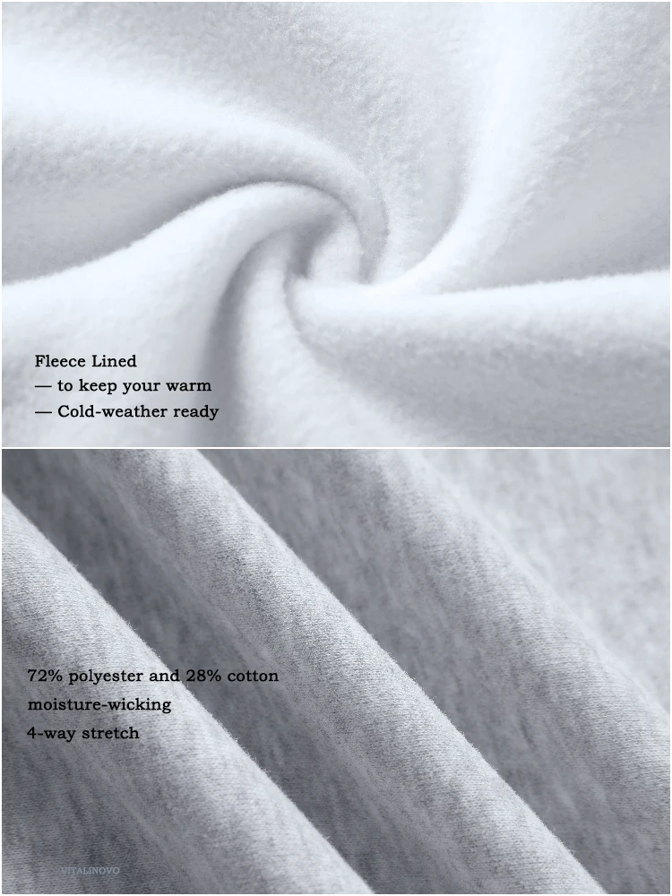 VITALINOVO Damen-Herbst-Kapuzenpullover mit Reißverschluss, Sweatshirts, Fleece-gefütterte Winterjacke mit Kapuze und Kordelzug, locker sitzende Trainingsjacken, Oberteil – Detail 9