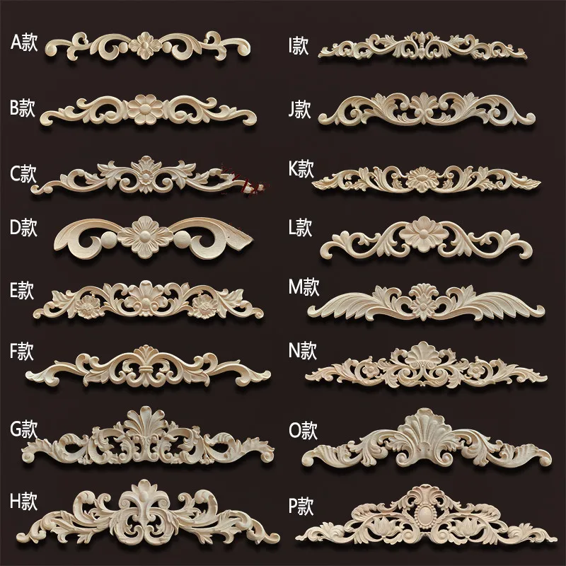 Openwork Floral Corner Brackets Wooden Figurines Furniture Decoration Appliques Frame Wall Door DIY Home Improvement Supplies