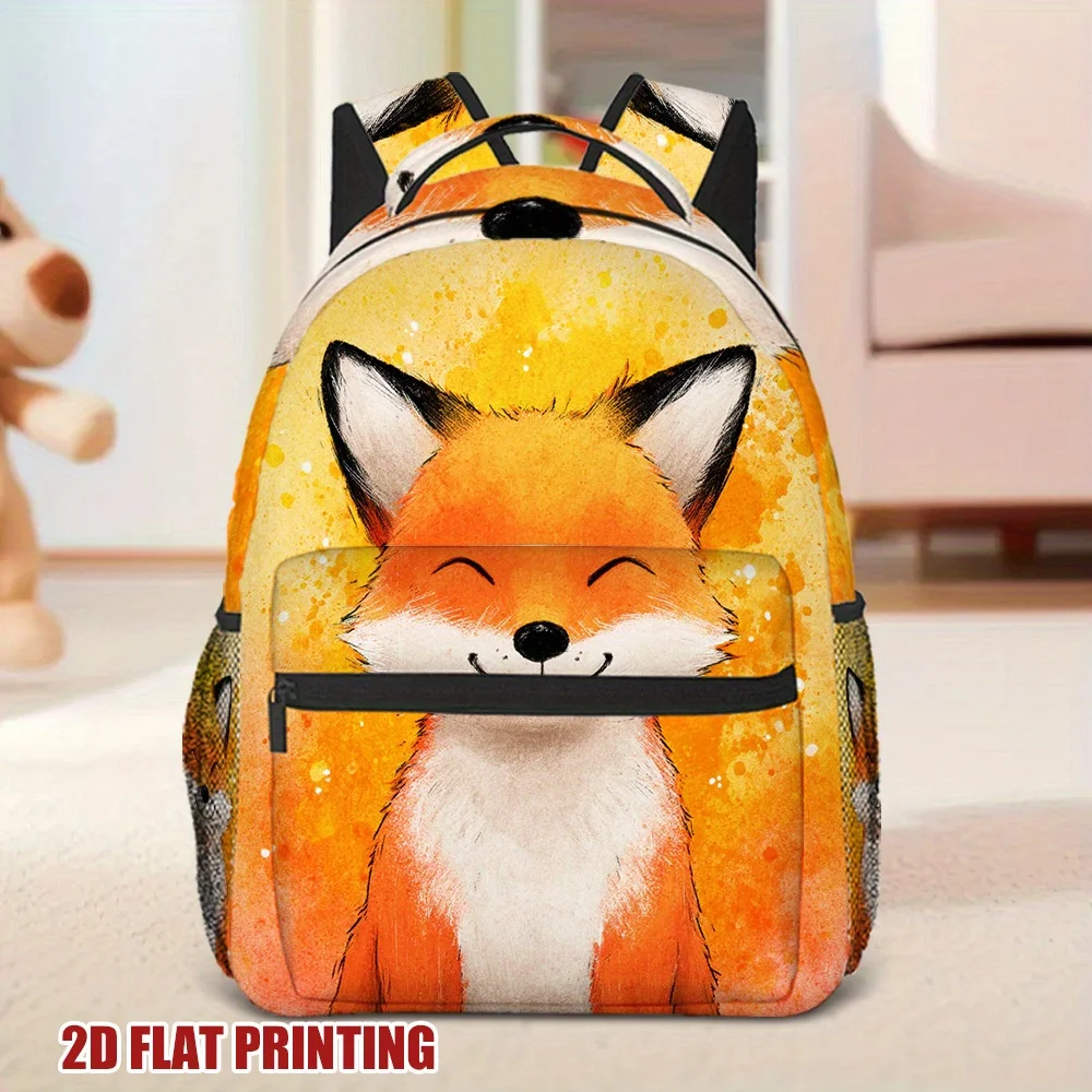Smiling Fox Portrait Backpack Stylish and Functional Great for Campus and Casual Use for Teenager