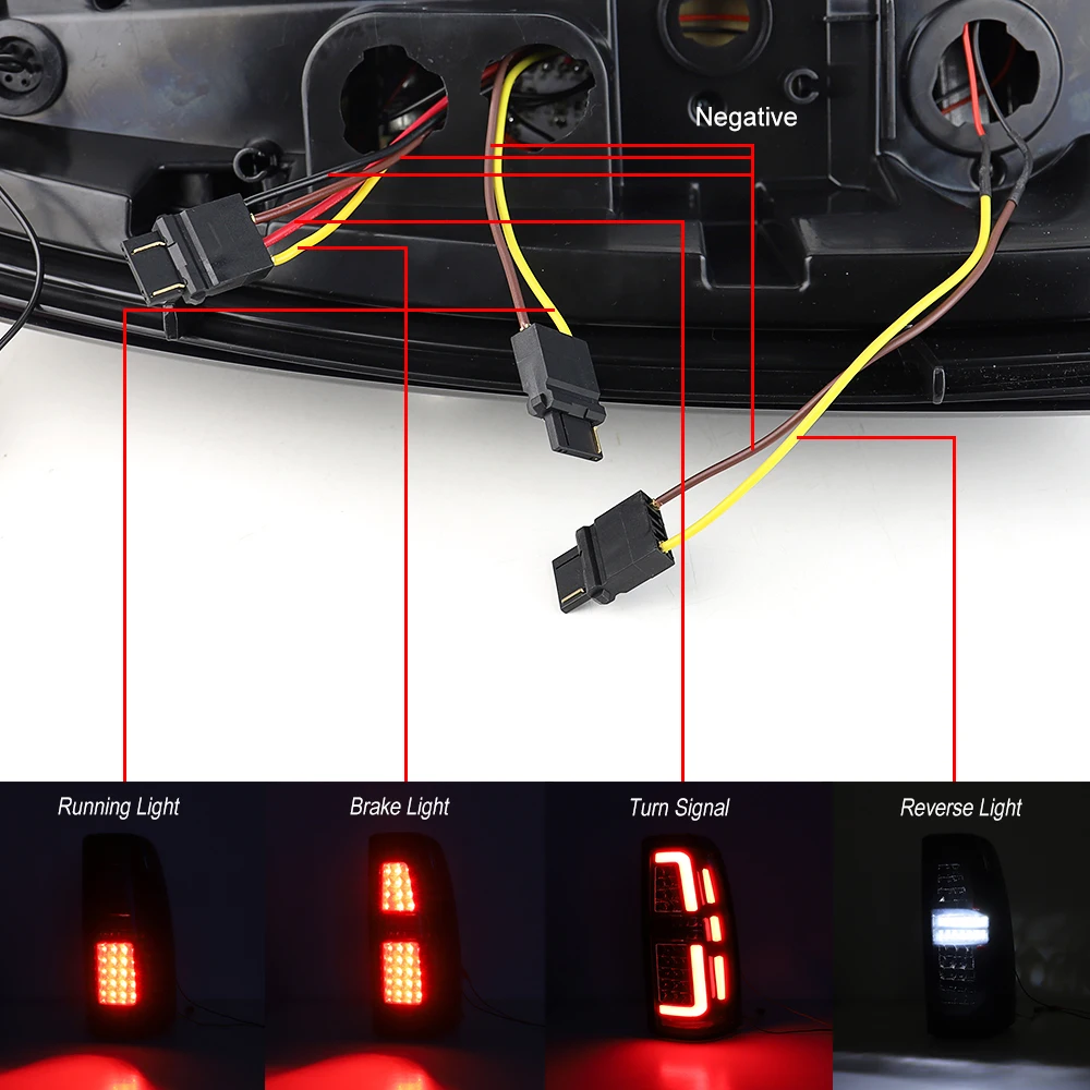 Smoked Lens Rear Brake Lights Fits for 1999 GMC Sierra LED Tail Light