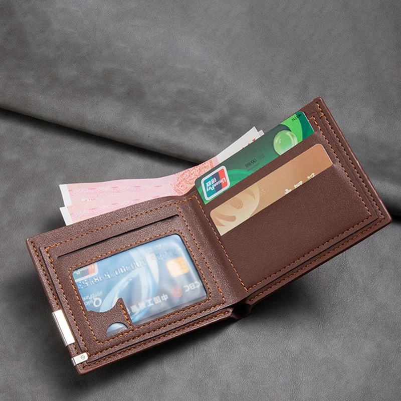 Mannen Inzetstukken Opvouwbare Portemonnees Foto Munt Slanke Portemonnees Zakelijk Geld Creditcards Houders Vintage Bescherming Capaciteit Tassen