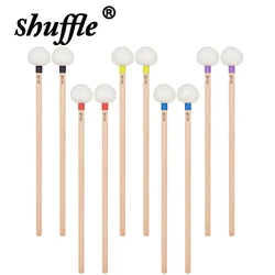 1 Pair Drumsticks Felt Head Timpani Mallets Wood Handle Anti-slip Bass Drum Sticks Percussion Instruments Accessories Parts