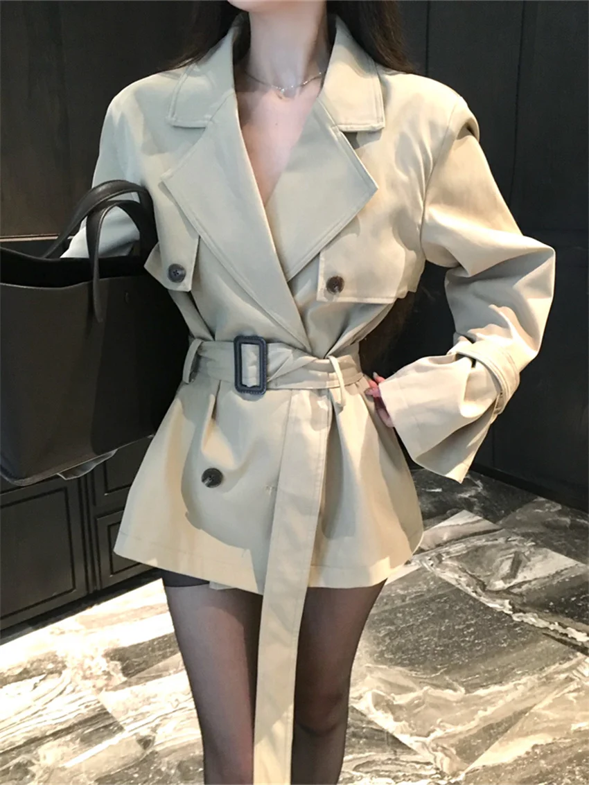 Alien Kitty Fashion New Vintage Trench Elegant Women Office Lady Winter 2025 Solid Daily Minimalist Slim Casual High Street Coat