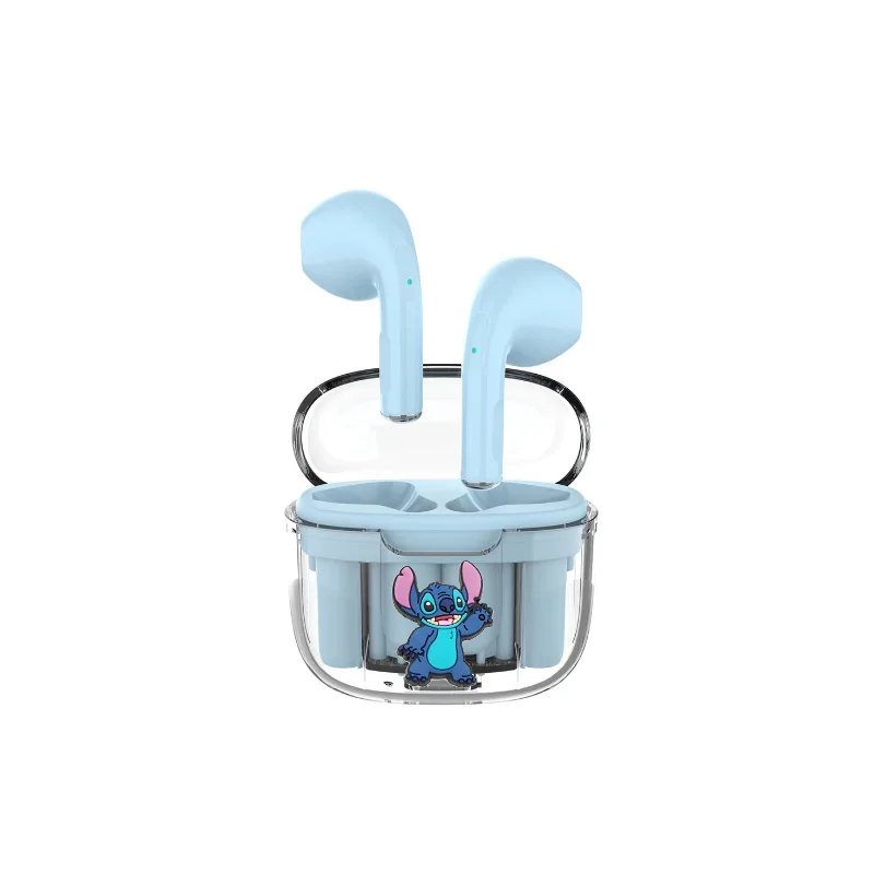 Disney Stitch Transparent charging Wireless Bluetooth Earbuds HiFi Sound HD Call Headsets Smart Touch Low Latency Long Endurance