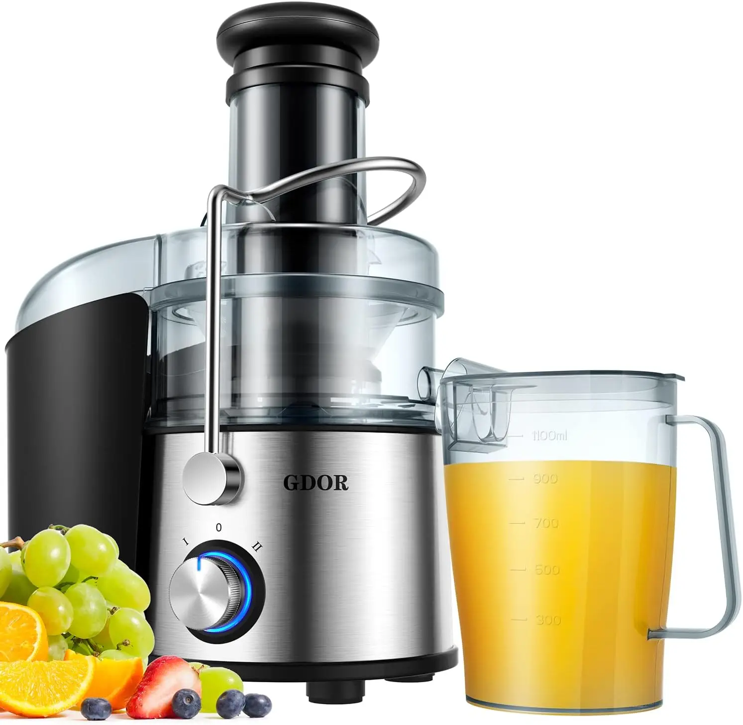 

Powerful 1200W Juicer with Enhanced Cut , Larger \u201D Feed Chute Juicer Machines for Whole Fruits and Vegetables, Centrifugal