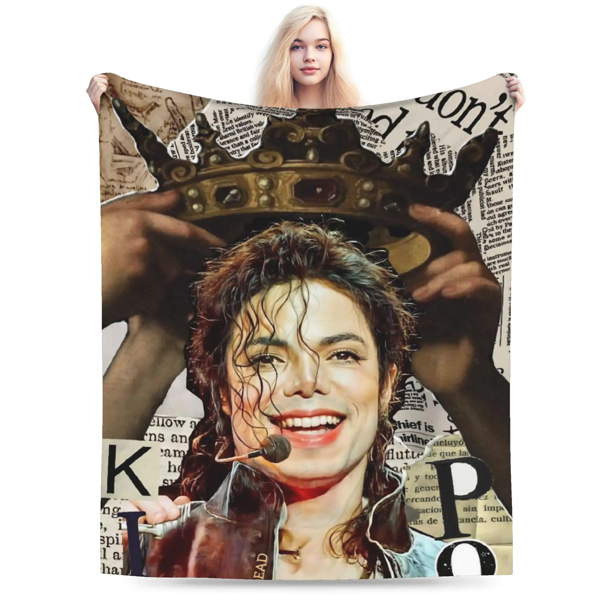Super Soft Singer Michael Jacksons MJ Throw Blanket Premium Fleece Flannel Lightweight Bed Blanket Fuzzy Plush Blankets