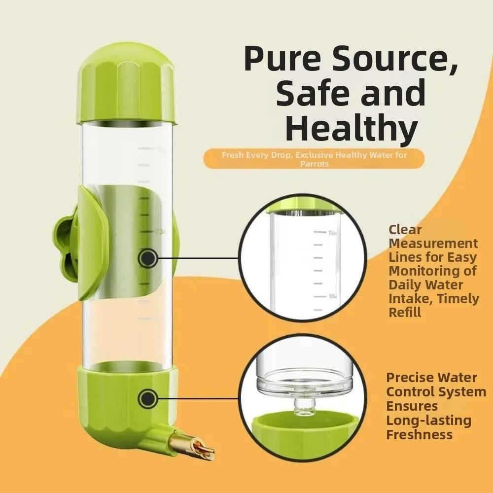 

200ml Automatic Bird Water Feeder No Drip Detachable Bird Water Dispenser Leak Proof Transparent Parrot Drinking Fountain