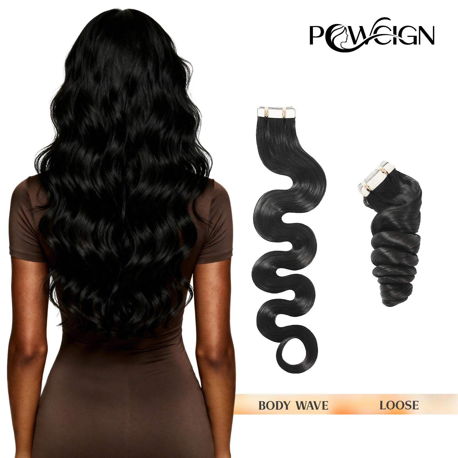 

Body Wave Tape In Human Hair Extensions Seamless Loose Tape 100% Natural Real Invisible Adhesive Tape ins For Women 12-30Inch