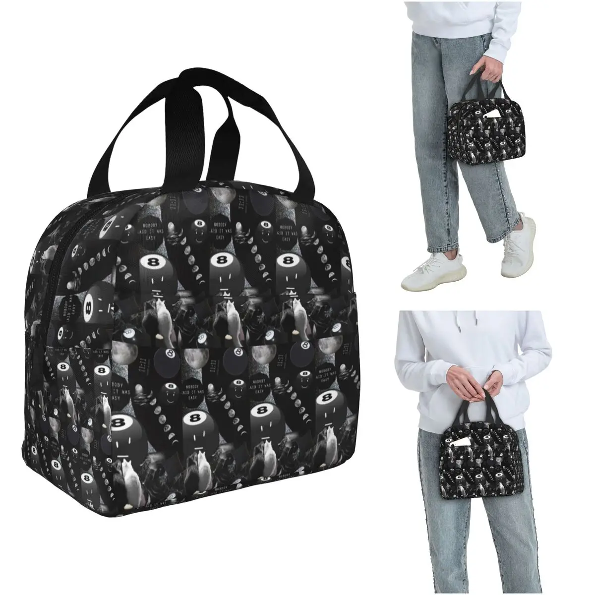 Battle For Dream Island BFDI 8-Ball Insulated Lunch Bag for Women Kids Portable Food Boxes Thermal Lunch Box Tote