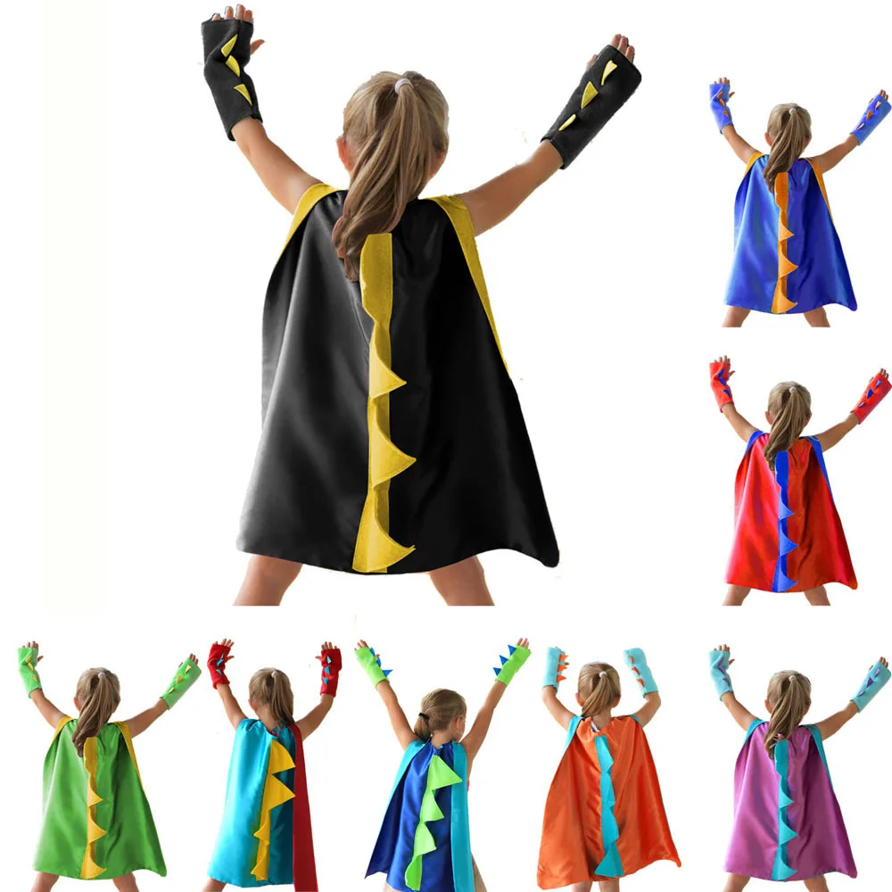 Deluxe Dinosaur Cape Cloak, 70cm Dragon Design with Wristbands, Role Play Costume for Birthday Party Festival