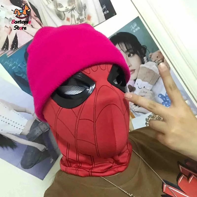 

New Marvel Remote-Controlled Electric Blinking Spider-Man Headgear Red And Black Cos Glowing Mask Wearable Cool Gifts