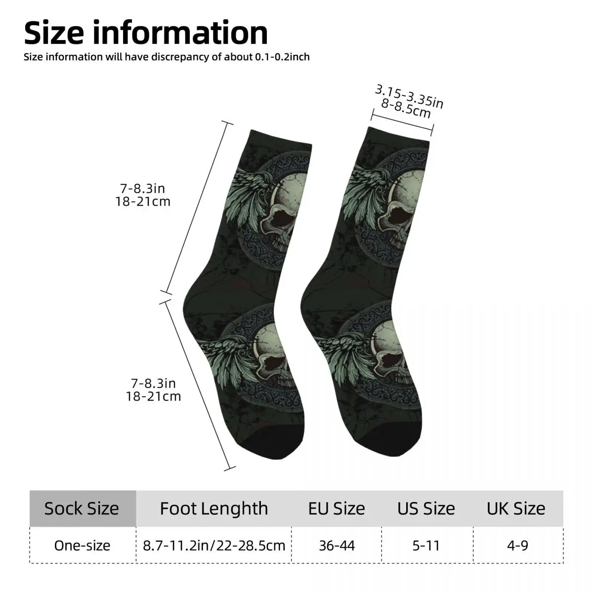 Hip Hop Vintage Celtic Stone Skull Crazy Men's Socks Unisex Gothic Skull Harajuku Seamless Printed Novelty Crew Sock Boys Gift