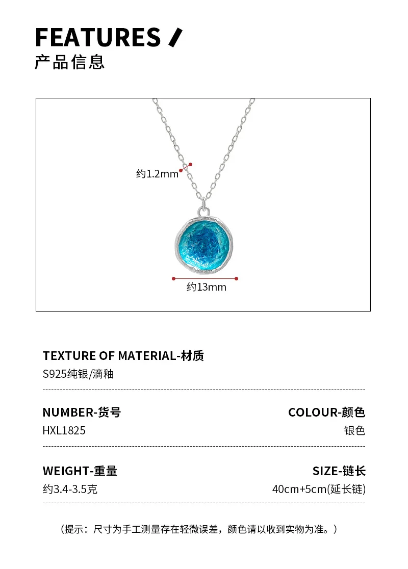 عقد 925 من الفضة الإسترليني على شكل دائري ، مستلزمات مجوهرات زرقاء ، نمط جذاب ، إكسسوار بتصميم بحري ، أفضل ، MSN036