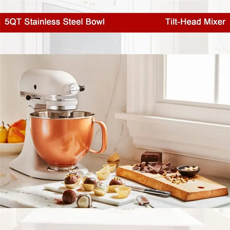 A27F-5 QT Stainless Steel Mixer Bowl For Kitchenaid Artisan&Classic 4.5-5QT Tilt-Head Mixers K45 KSM70 KSM150