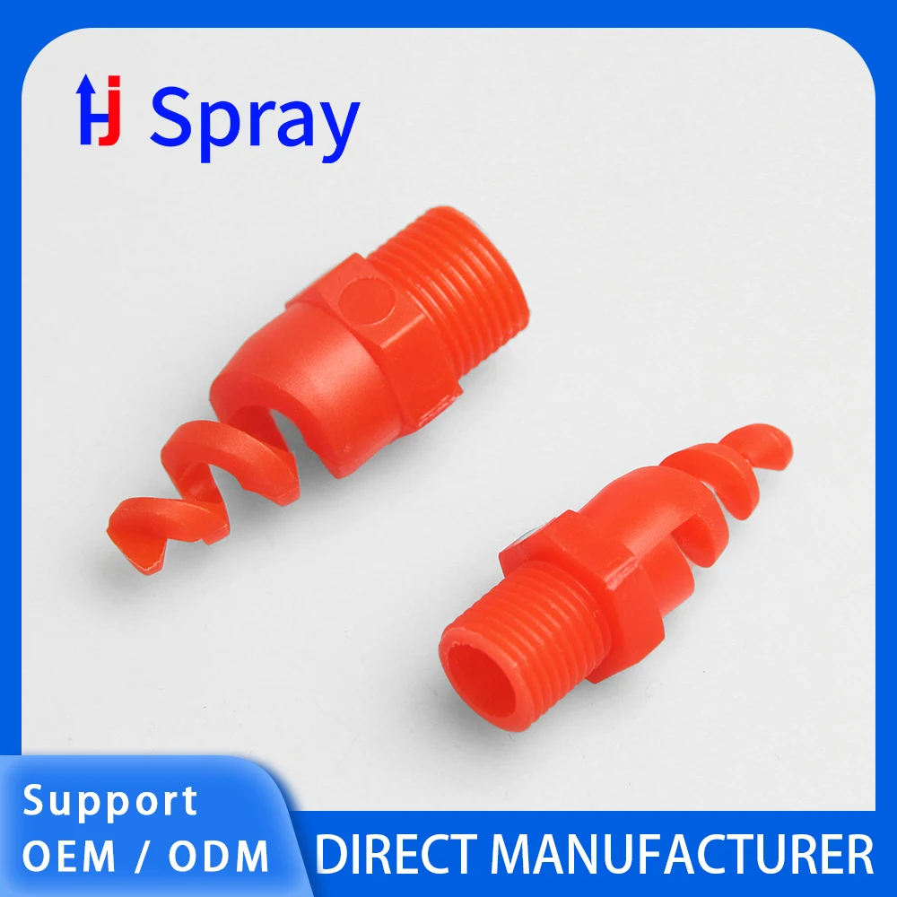 Huajue Plastic Spiral Spray Nozzle 1/4 Inch 120° Full Cone Spray Nozzle Bulk Pack for Industrial Cleaning Dust Removal Cooling