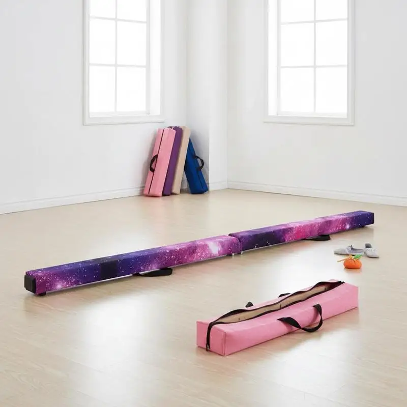 

9 FT Folding Gymnastics Balance Beam with Anti-slip Base and Pine Wood Frame-Multicolor