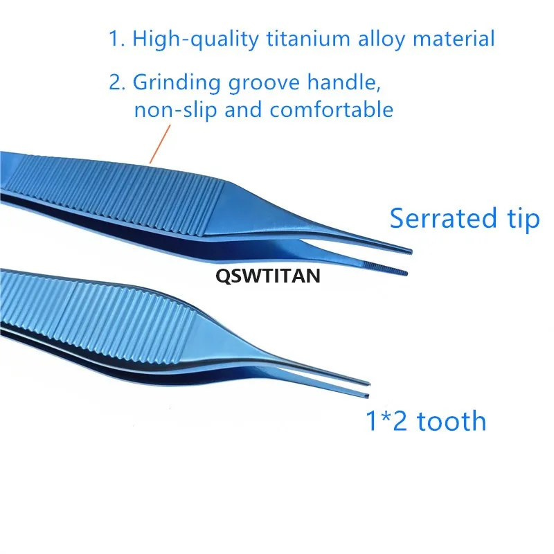 Tissue Forceps Serrated Tips/Teeth Titanium Ophthalmic Forceps Tweezers Eye Surgical Instrument