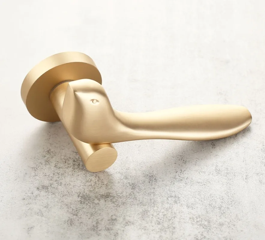 Golden Door Handles Luxury Interior Zinc Door Handle Set Brushed Gold Keyhole Door Handle