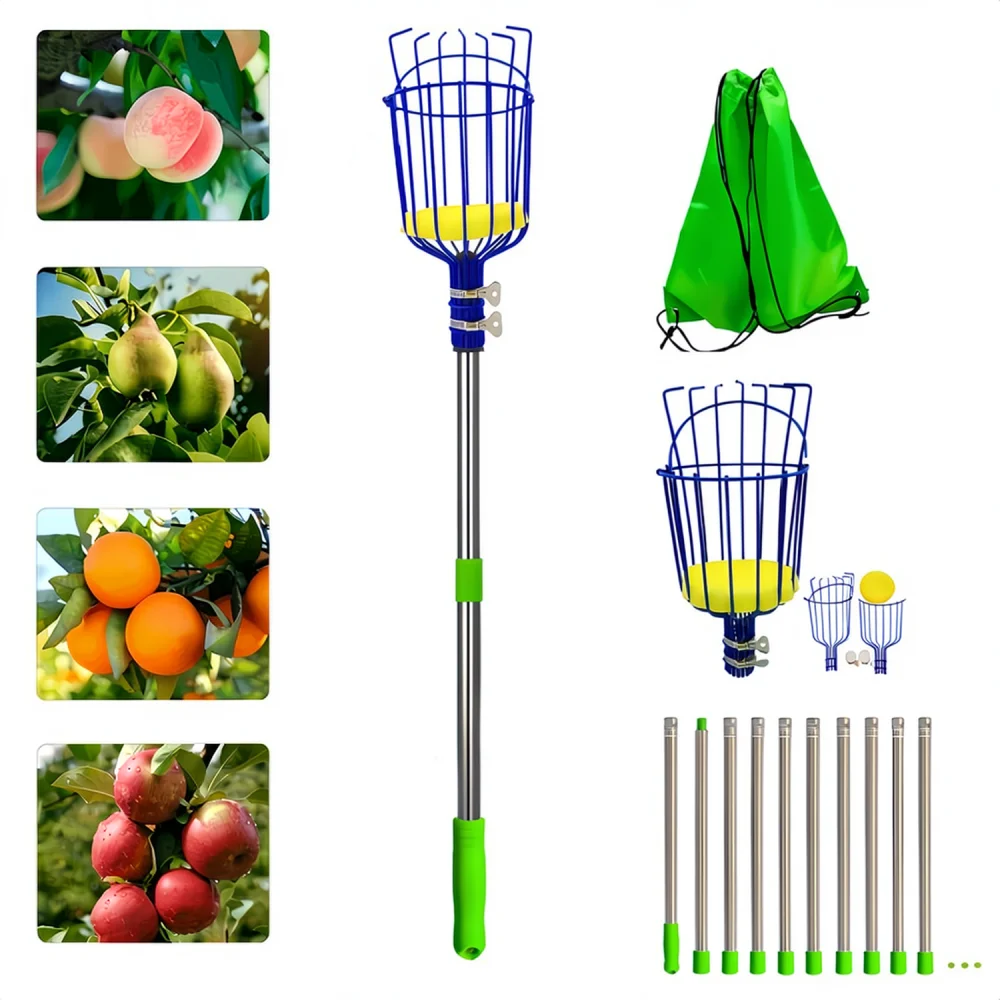 Garden Tree Fruit Picker Stainless Steel Pole For Wancheng Harvesting Tool High Reach Orchard Picking Device