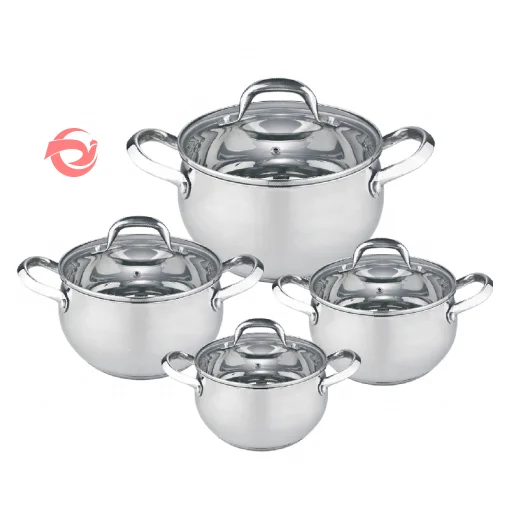 New Design 2024 Stainless Steel Universal Gas and Induction Cooker Set Glass Lid Pot and Pot Set