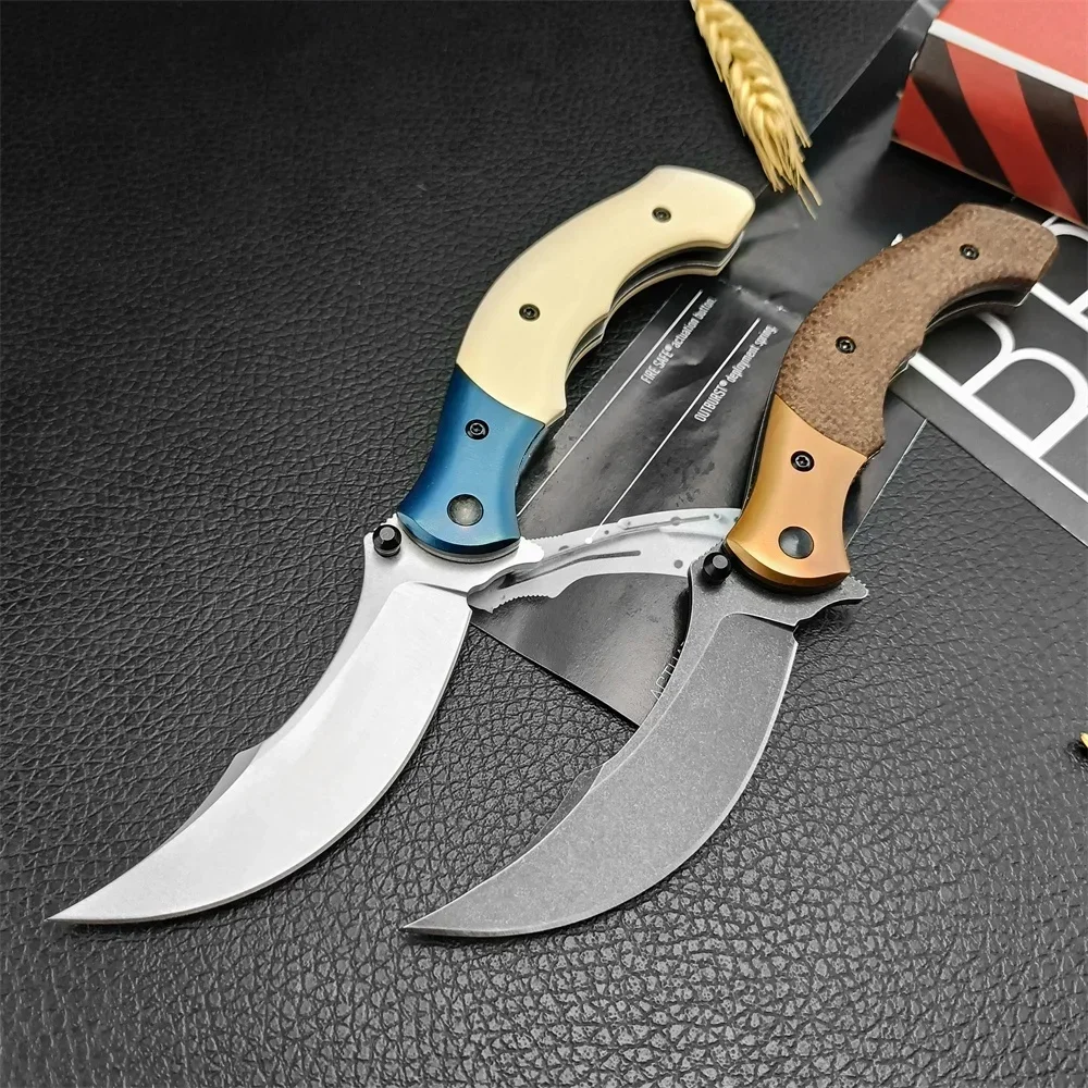 Linen/G10 7465Z Ritual Compact Flipper Assisted Folding Pocket Knife 8Cr13Mov Blade Portable Outdoor Camping Survival EDC Tool